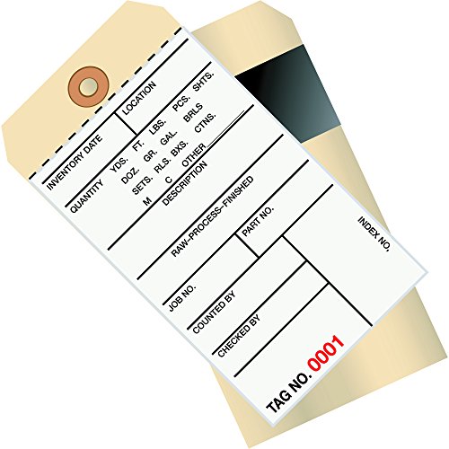 KUTU ABD BG17071 Envanter Etiketleri, 2 Parça Karbon Stili 8, (3000-3499), 6 1/4 x 3 1/8, Manila (500'lü paket)