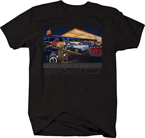 Amerikan Kas Klasik Hotrod Araba Kamyon Drive-ın Cruise Grafik T Gömlek Erkekler için