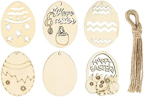 wirlsweal 6 adet / takım Ahşap El Sanatları Karikatür Sert - Giyen Güzel Bitmemiş Paskalya DIY Yumurta Parti Malzemeleri