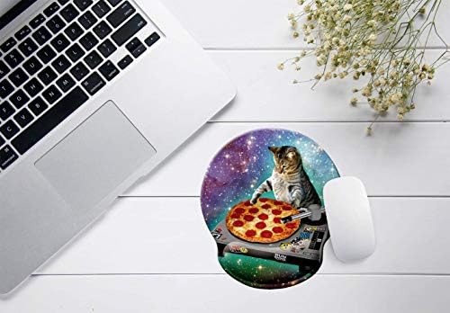 Pizza Kedi Mouse Pad Lezzetli Gıda Hipster Serin Kedi Galaxy Köpüklü Yıldız Mousepad, Bilek Dinlenme Desteği ile Bellek Köpük