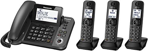 Link2Cell Bluetooth ve Telesekreterli PANASONİC Kablolu / Kablosuz Telefon KX - TGF383M-3 Telefonlar (Siyah),Metalik Siyah