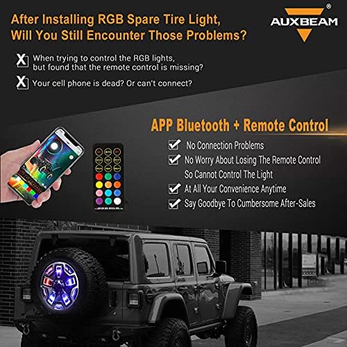 Auxbeam 4ft LED kırbaç ışık paketi ile RGB yedek lastik fren ışık için Jeep Wrangler JK JKU YJ TJ JL JLU, kırbaç anten için