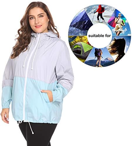 Kadın artı boyutu yağmurluk yağmur ceket hafif su geçirmez ceket ceket rüzgarlık kapşonlu