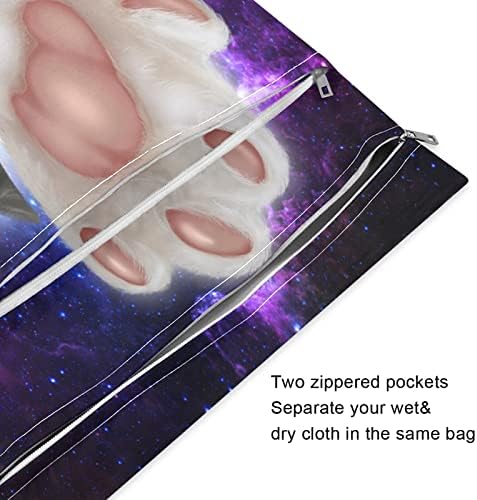 ZZXXB kedi Galaxy bulutsusu su geçirmez ıslak çanta kullanımlık bez bebek bezi ıslak kuru çanta için fermuarlı cebi ile seyahat