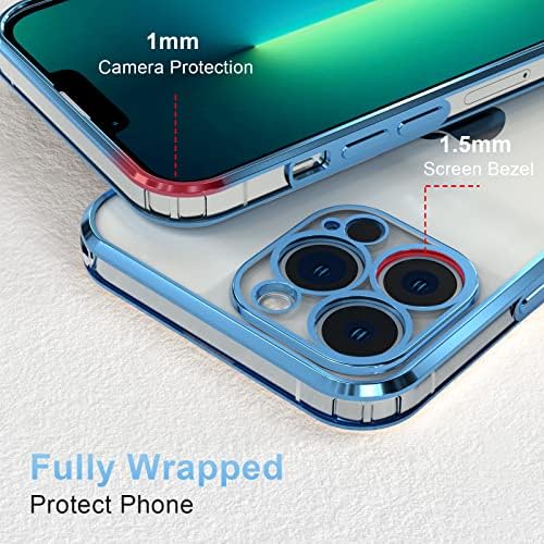 Nywtırn iPhone için kılıf 13 Pro Max ile Standı, Yumuşak TPU Şeffaf Kickstand Kılıf ile Kamera Koruma (Mavi)