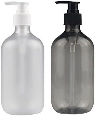 Plastik Pompa Şişeleri, Pompalı Zcargel Sıvı Dispenseri Doldurulabilir Plastik Pompa Şişeleri 500ml şeffaf Buzlu + beyaz pompa