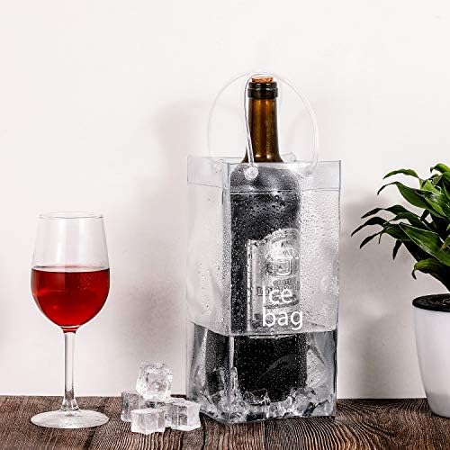 3 Parça Buz Şarap Çanta Katlanabilir Temizle Şarap Soğutucu Çanta PVC Şarap Kılıfı Çanta için Kolu ile Şampanya Soğuk Bira