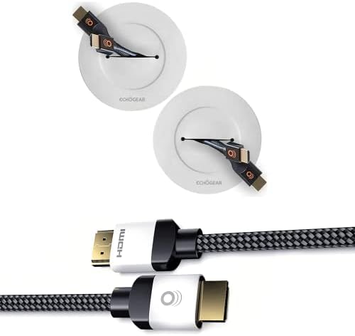 ECHOGEAR Beyaz Kablo Kapatıcı ve Sertifikalı 8 Ayak HDMI 2.1 Kablosu-Duvarın Arkasına 4 Adede Kadar Alçak Gerilim Kablosu Gizleyin