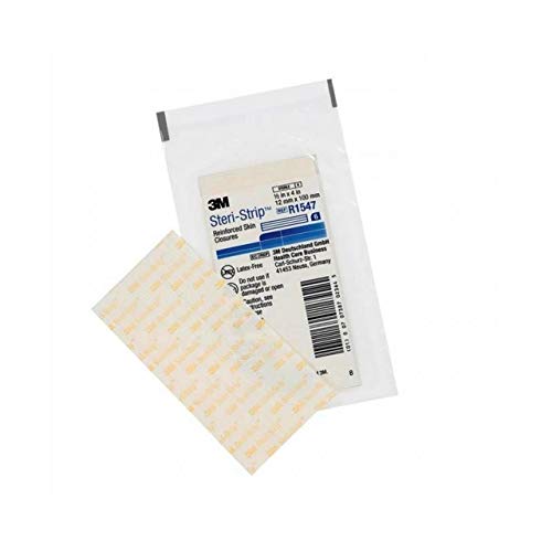 3M Health Care R1547 Steri-Strip Takviyeli Yapışkanlı Cilt Kapakları, 1/2 x 4, Beyaz (50'li Paket)