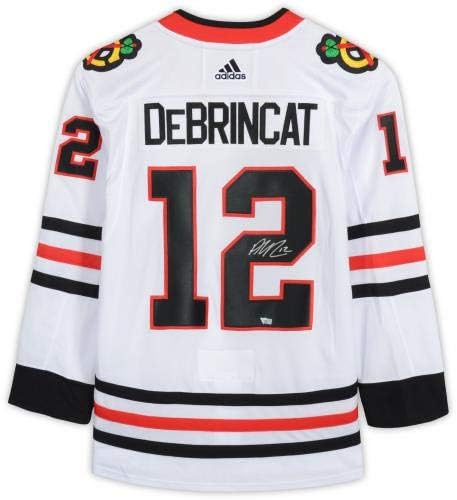 Alex DeBrincat Chicago Blackhawks İmzalı Beyaz Adidas Otantik Forma-İmzalı NHL Formaları