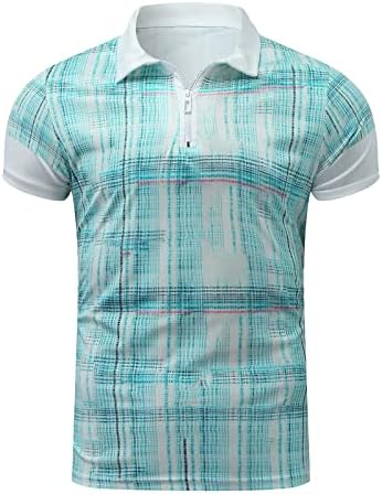 Erkek Kısa Kollu POLO Gömlek Casual Çeyrek Zip Atletik Golf Workwear Gömlek Colorblock Baskı Golf T-Shirt