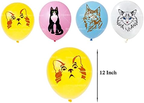 Kedi Doğum Günü Afiş ve Balon, 14 ADET Kedi Yüz Parti Afiş, Kitty Kedi Tema Parti kiraz kuşu Dekorasyon için Kedi Parti Iyilik