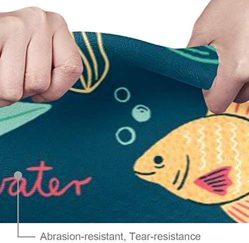 Unicey Renkli Doodle Kurbağa Balık Yusufçuk Mavi Yoga Mat Kalın Kaymaz Yoga Paspaslar için Kadın ve Kız egzersiz matı Yumuşak