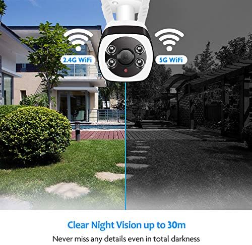 2.4 / 5GHz Güvenlik Kamerası Açık, Ev Güvenliği için ENSTER 1080P WiFi Kameralar, 4X Geniş Açılı Akıllı Zumlanabilir, İki Yönlü