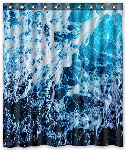 KXMDXA Güzel Mavi Okyanus Dalgası Deniz Manzarası Duş Perdesi Polyester Kumaş Duş Perdesi Boyutu 60x72 inç