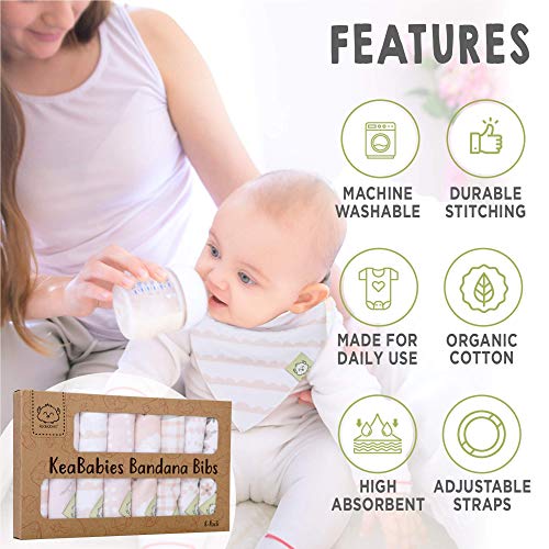 Bebek Bandana Saçmalamak Önlükler Ve Silikon Bebek Önlükler Paket-Organik Pamuk Bebek Önlükler için Bebek, Toddler ( Tatlı