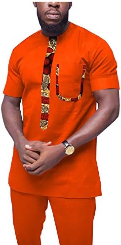 Erkekler için afrika Giyim Eşofman Dashiki Gömlek ve Baskı Pantolon Geleneksel Set Kıyafetler Giymek