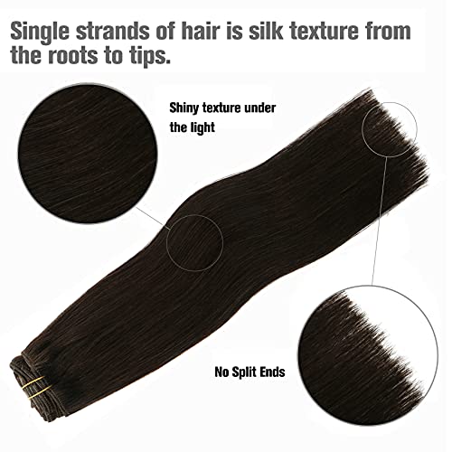 HUAYI Koyu Kahverengi Doğal Renk 2 20 inç 120g 7 Adet klipsli postiş İnsan Saç Çift Atkı Kalın Uç Düz Yumuşak Tam Kafa Için