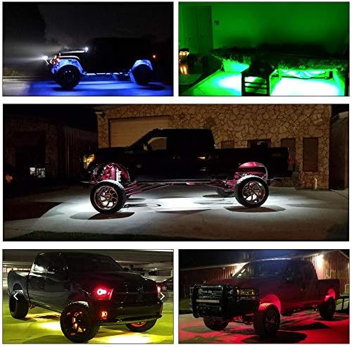 TSAUTO LED kaya ışıkları, 4 bakla IP68 Su geçirmez Gövde Altı Glow Trail Rig lamba LED Neon ışıkları kamyon Jeep ATV UTV Offroad