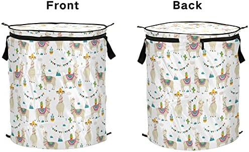 Sevimli Llama Pop Up Çamaşır Sepeti Kapaklı Katlanabilir Depolama Sepeti Katlanabilir çamaşır torbası Kamp Kreş Odası için