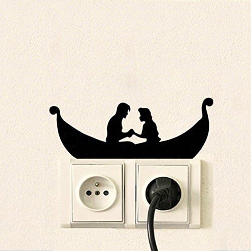YINGKAI Yaratıcı Çift Tekne ışık anahtarı Çıkartması Vinil Duvar çıkartması Sticker Sanat Oturma Odası Oyma Duvar çıkartması