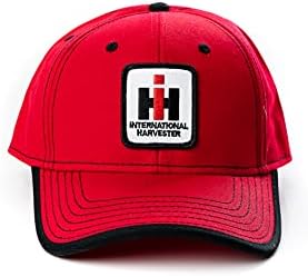 J&D Productions, Inc. IH Uluslararası Biçerdöver Logo Şapkası, Siyah Desenli Kırmızı