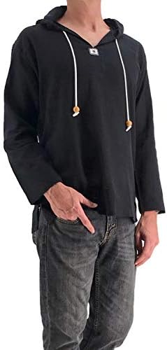 Erkek Güneş Hoodie Hippi Gömlek %100 Pamuklu Üst Giyim