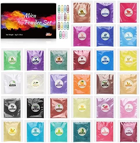 30 Renk Mika Tozu Epoksi Reçine Boya Reçine Pigment Kozmetik Sınıf Sabun Renklendirici Sabun Yapımı Malzemeleri, Doğal Balçık