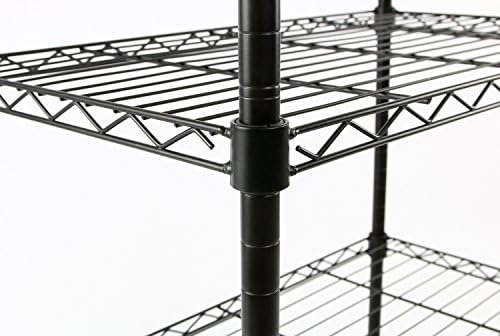 Sabit Tesviye Ayaklı Finnhomy Yüce Çelik Tel Raf Ünitesi, 3 Raflı Tel Raf Rafı, Kalınlaştırılmış Çelik Boru Siyahı