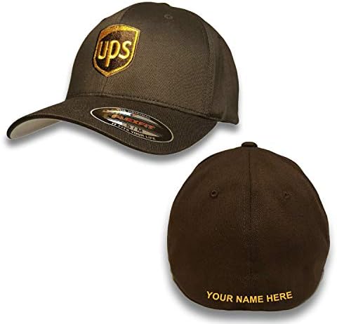 Kahverengi Birleşik Parsel Servisi Kişiselleştirilmiş İşlemeli Ön ve Arka Gömme Flexfit Kahverengi Beyzbol Şapkası Şapka