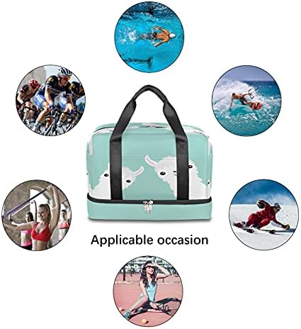 Komik Hayvan Alpaka Seyahat spor çantası Spor Tote Spor Çantası, Llama Su Geçirmez Haftasonu çanta Gecede Çanta Ayakkabı Bölmesi
