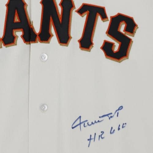 Willie Mays San Francisco Giants İmzalıHR 660 Yazılı Beyaz Forma-JSA-İmzalı MLB Formaları
