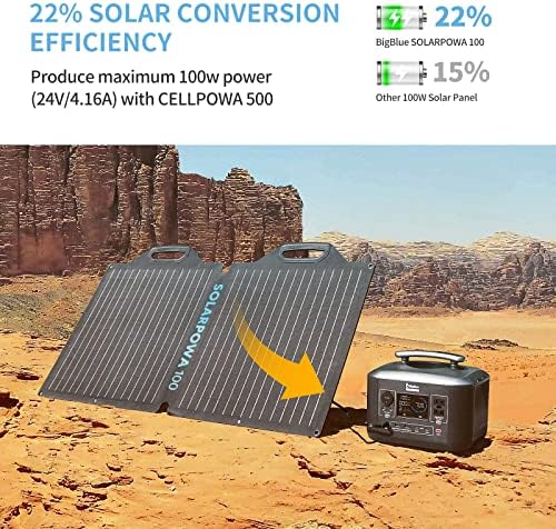 100 W ETFE Güneş Paneli, BigBlue Solarpowa100 Katlanır Güneş Panelleri(24 V/4.16 A) Cellpowa500 Güç İstasyonu için Kickstands