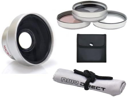 Yüksek Çözünürlüklü 0.45 x Geniş Açı Lens w/Makro ile Uyumlu JVC Everio GZ-HD320 & GZ-HD320B + Filtreler