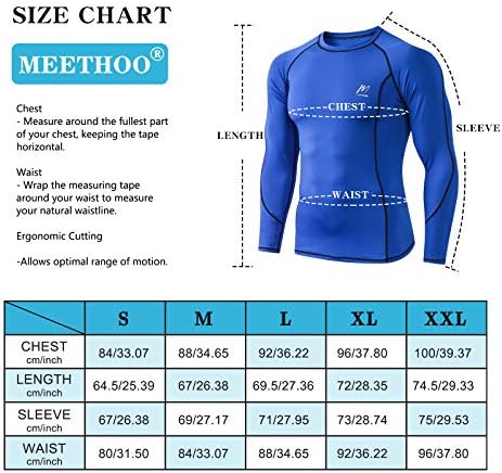 MeetHoo Sıkıştırma Gömlek Erkekler için, Serin Kuru Uzun Kollu Atletik Baz Katman Üst Egzersiz Koşu T-Shirt Spor Salonu için
