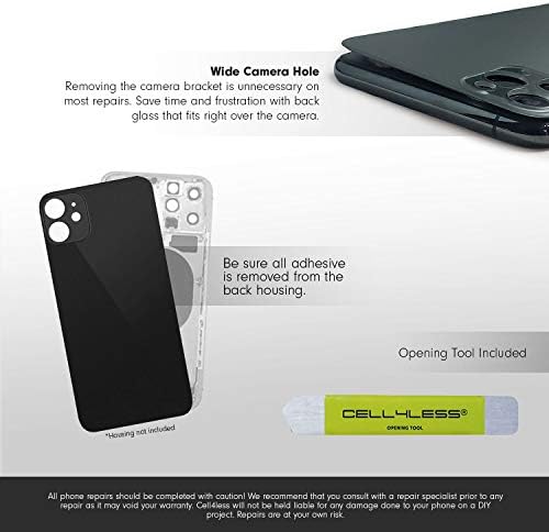 Cell4less Arka Cam Değiştirme Kiti için iPhone 11 ~ Arka Arka Cam w/Temizleme Aracı (Mor)