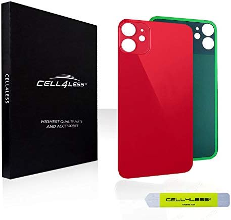 Cell4less Arka Cam Değiştirme Kiti için iPhone 11 ~ Arka Arka Cam w/Temizleme Aracı (Siyah)