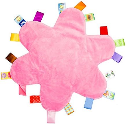 Bebek Kız Renkli Taggy Güvenlik Battaniye Keepsake Yenidoğan Toddlers Çiçek Şekli Yumuşak Battaniye Oyuncak-Pembe