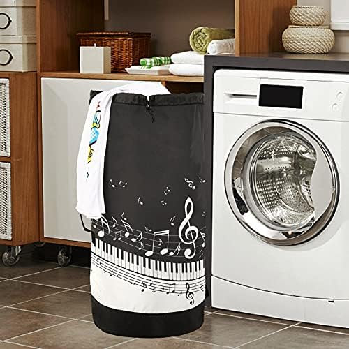 RURUTONG Piyano Not Omuz Askısı Çamaşır Torbası, İpli Kilitleme Kapatma Makine Yıkanabilir Büyük Kirli Giysiler Organizatör