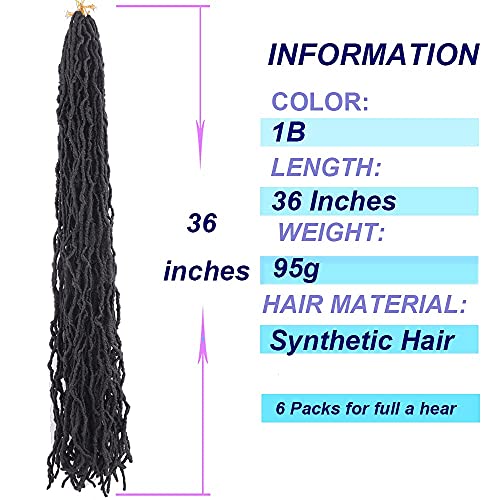CLSFATİON 36 Inç Yeni Sahte Locs Tığ Örgüler Saç 6 Paketleri Süper Uzun Tanrıça Locs Tığ Saç Kıvırcık Dalgalı Yumuşak Locs