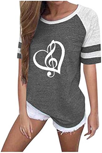 Bayan Yaz için Bluzlar ve Üstleri, Kadın Artı Boyutu Baskı Şerit Yuvarlak Boyun Kısa Kollu Casual Bluz T-Shirt
