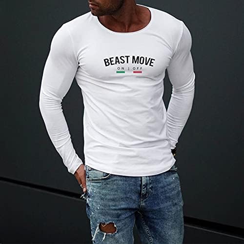 Erkek Uzun Kollu Gömlek ve Üstleri En Iyi Egzersiz Gömlek Erkekler Crewneck Tişörtü Grafik Tees T Shirt Erkek Gömlek