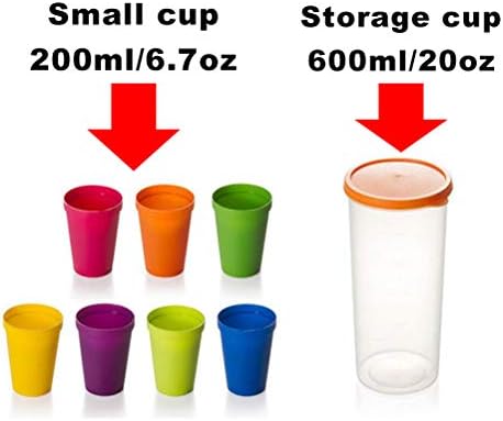 1 Set (20 oz) Taşınabilir Piknik su bardağı ile 7 Pcs Çeşitli Renkler Su bardağı Kırılmaz Kullanımlık Içme Fincan Seyahat Kupa