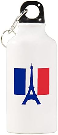Eyfel Kulesi Fransa Bayrağı Hafif Alüminyum Spor Su Şişesi BPA Ücretsiz Anahtarlık Ve Vidalı Kapaklı 400ml