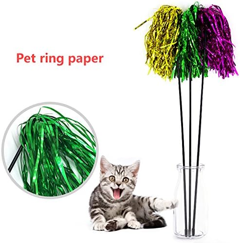 lEIsr00y pet|kedi / Köpek Oyuncaklar Komik Parlak Renkli Kağıt Pet Kedi Yavru Kızdırmak Çubuk Değnek Oyun Interaktif Oyuncak-Rastgele