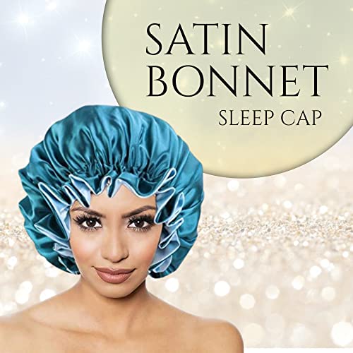 Kadınlar için Saten Uyku Şapkası / Gece Uykusu için Ayarlanabilir Elastik Geniş Bant Saç Bonesi / 1 Paket Saten Kaput Saç Uyku