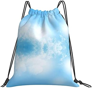 Mavi Gökyüzü ipli sırt çantası Spor Salonu ipli çanta Seyahat Büyük İpli Cinch paket İle Kadın Erkek çocuklar için Su Geçirmez