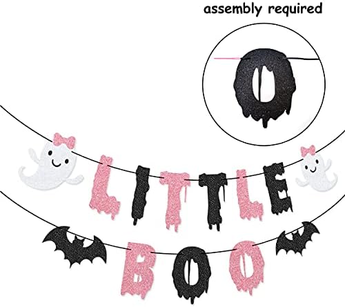 Küçük Boo Banner Ay Yarasa Hayalet Yıldız Çelenk Cadılar Bayramı Kız Bebek Duş için Pembe Siyah Kız Cadılar Bayramı Parti Süslemeleri