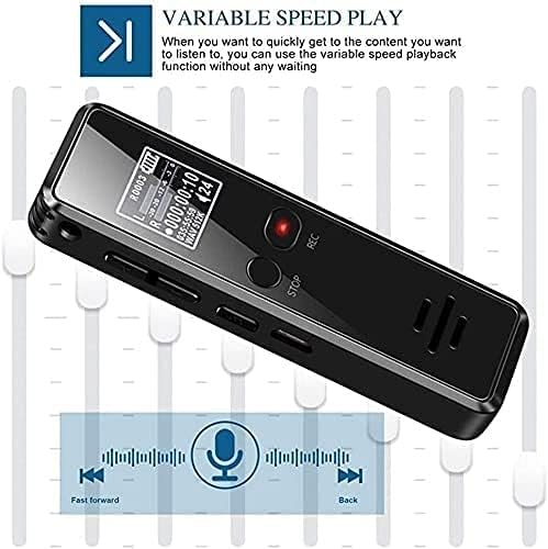 XUERUİGANG Dijital Kayıt Cihazı - WAV,MP3 Çalarlı USB Profesyonel 96 Saat Kulaklık Dijital Ses Kayıt Cihazı (Renk: Siyah)