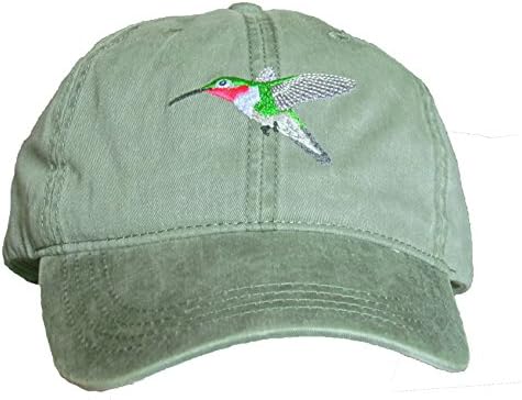 Geniş Kuyruklu Sinek Kuşu İşlemeli Pamuklu Kap Yeşil